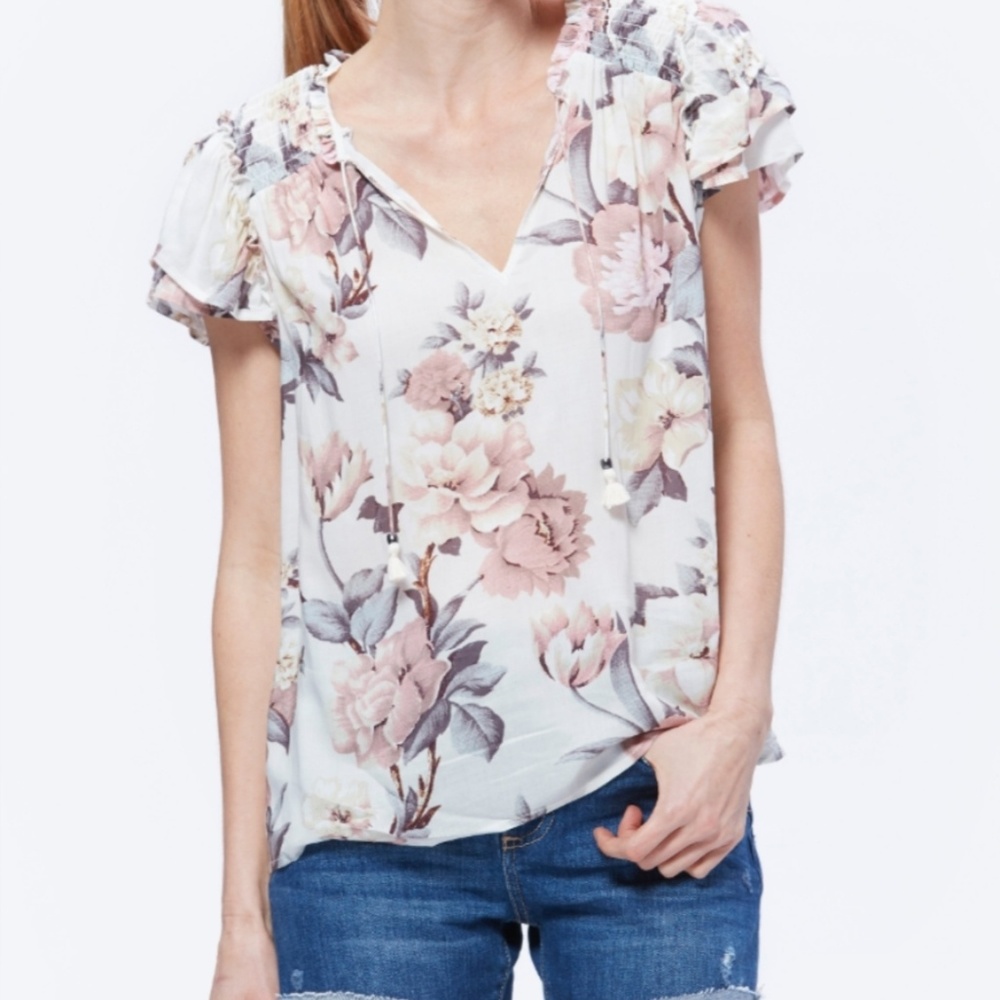 Paige Denim, Laramie Top White Dessert Wild Flower